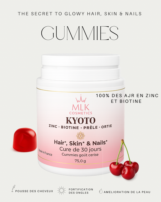 Gummies KYOTO - cheveux, peau et ongles - Zinc, biotine - cure 1,3 ou 6 mois